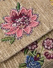 Floral Bead Embellished Clutch Bag, , large