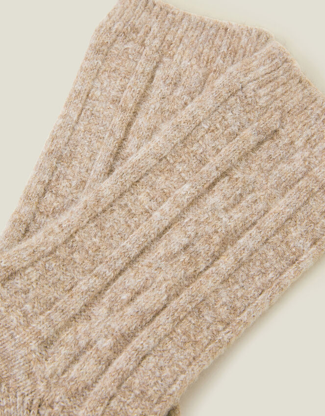 Cable Knit Boot Socks, Brown (BROWN), large