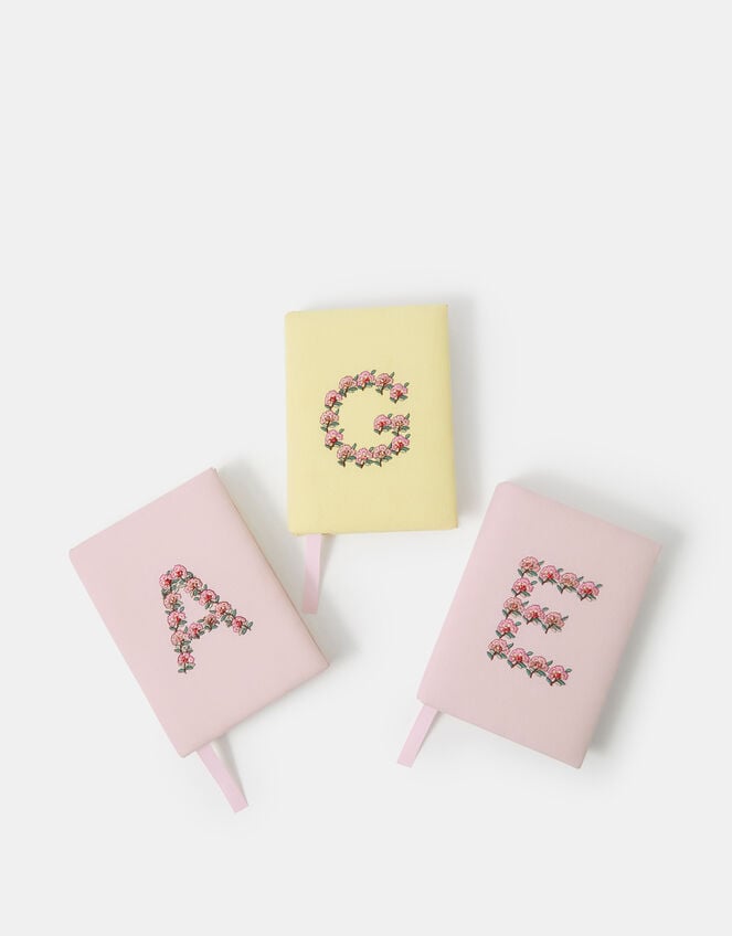 Floral Embroidered Initial Notebook, Multi (PASTEL MULTI), large