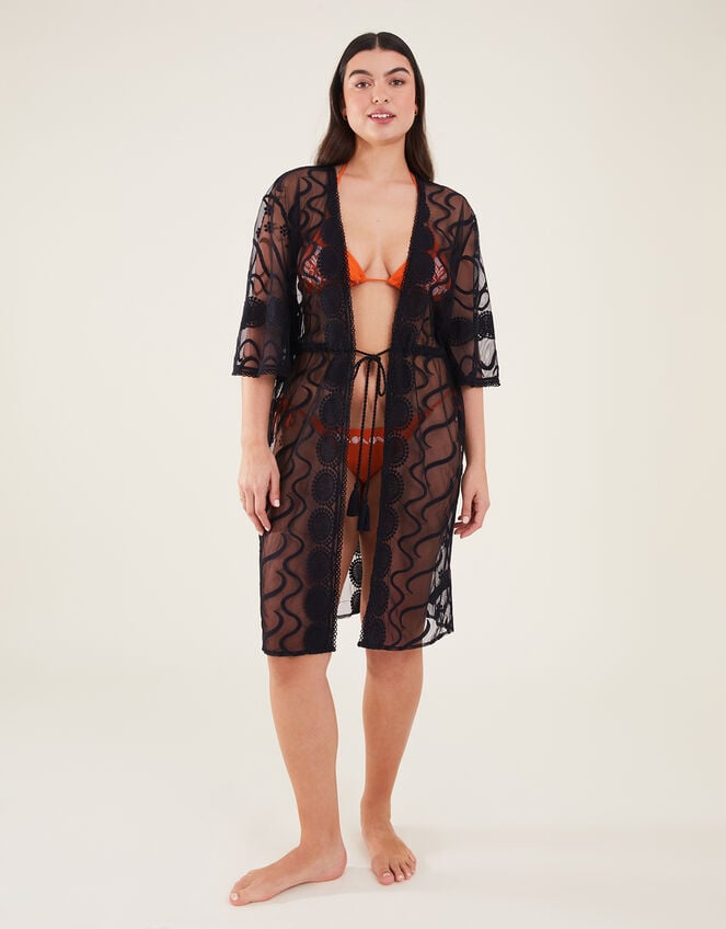 Beach Lace Kimono, Black (BLACK), large