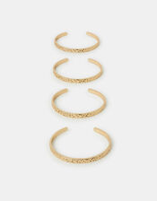 4-Pack Slim Hammered Cuff Bracelets, , large