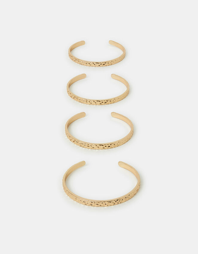 4-Pack Slim Hammered Cuff Bracelets, , large