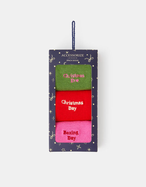 3-Pack Christmas Slogan Socks, , large