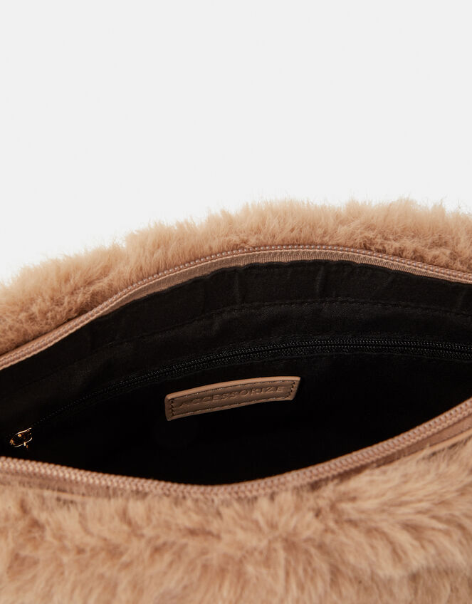 Faux Fur Chain Strap Shoulder Bag, , large