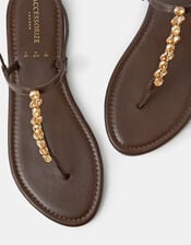 Cluster Jewel Strap Sandals, Brown (CHOCOLATE), large