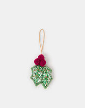 Embellished Holly Christmas Tree Decoration, , large