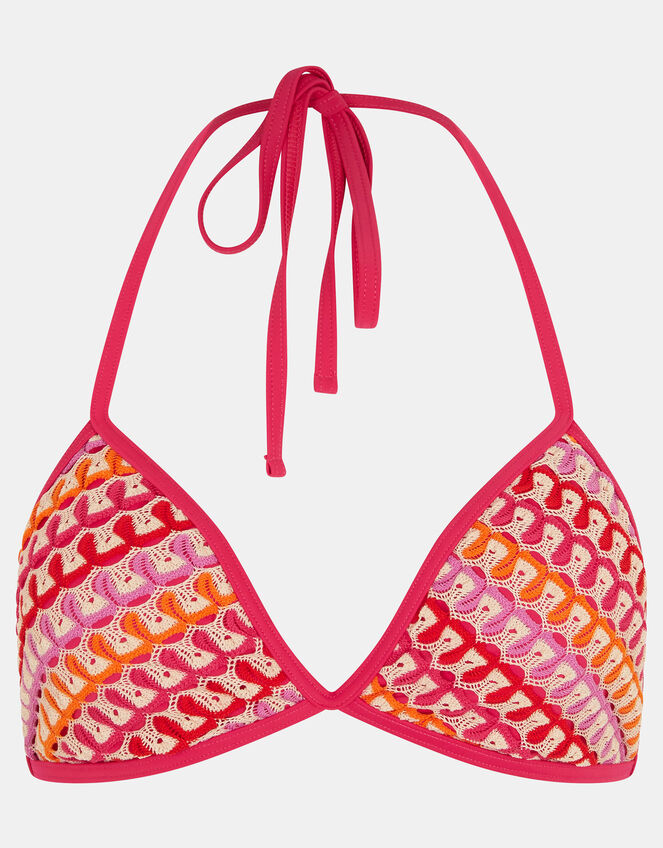 Crochet Triangle Bikini Top, Multi (BRIGHTS MULTI), large