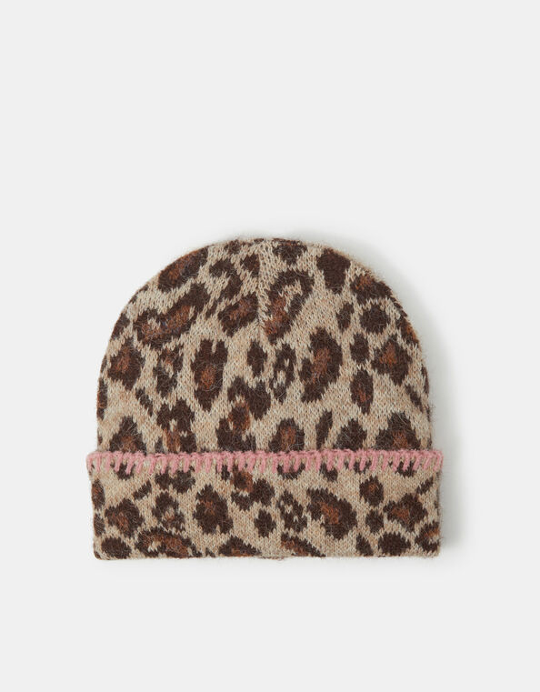 Leopard Print Beanie, , large