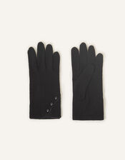 Button Gloves in Wool Blend, Black (BLACK), large