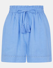 Lace Trim Beach Shorts, Blue (LIGHT BLUE), large