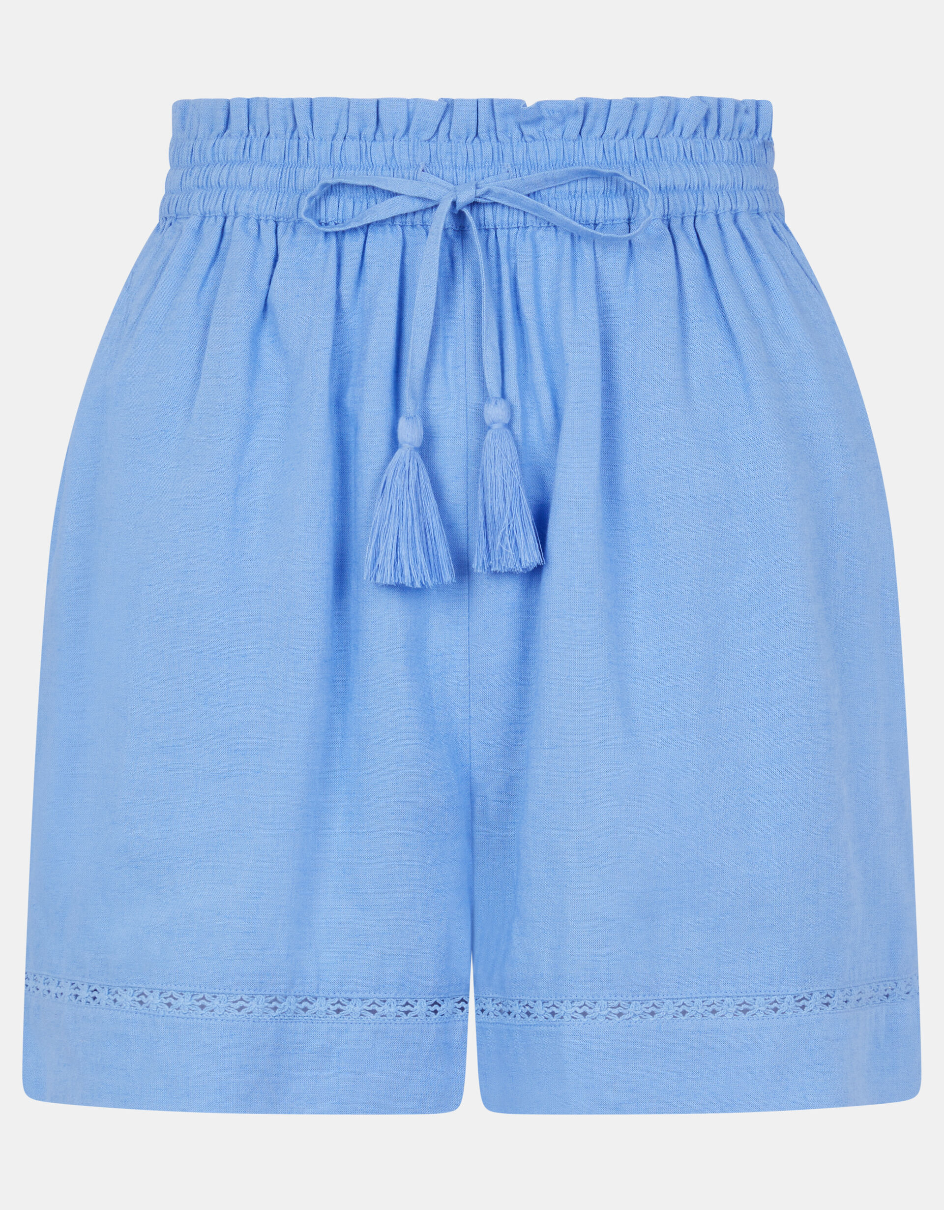 Lace Trim Beach Shorts, Blue (LIGHT BLUE), large