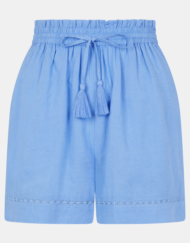 Lace Trim Beach Shorts, Blue (LIGHT BLUE), large