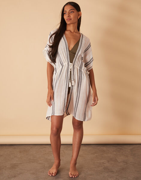 Metallic Stripe Kimono, Gold (GOLD), large
