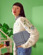 Strap Detail Large Cross-Body Bag, Blue (BLUE), large