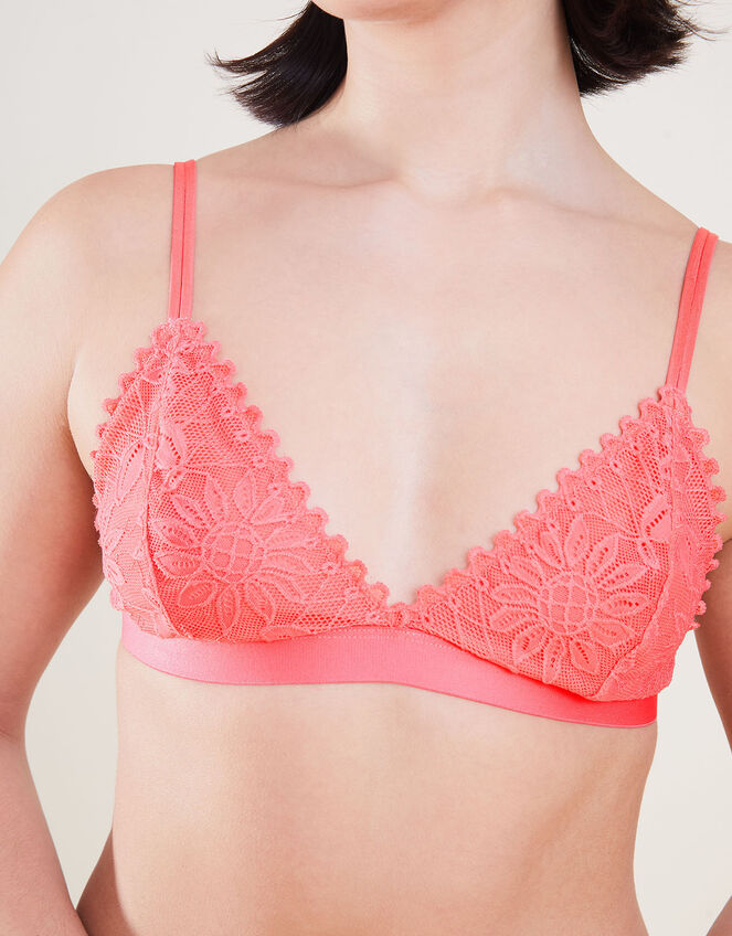 Floral Lace Bralet, Orange (CORAL), large