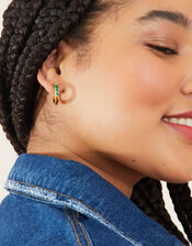 Stainless Steel Gem Inlay Hoops, , large
