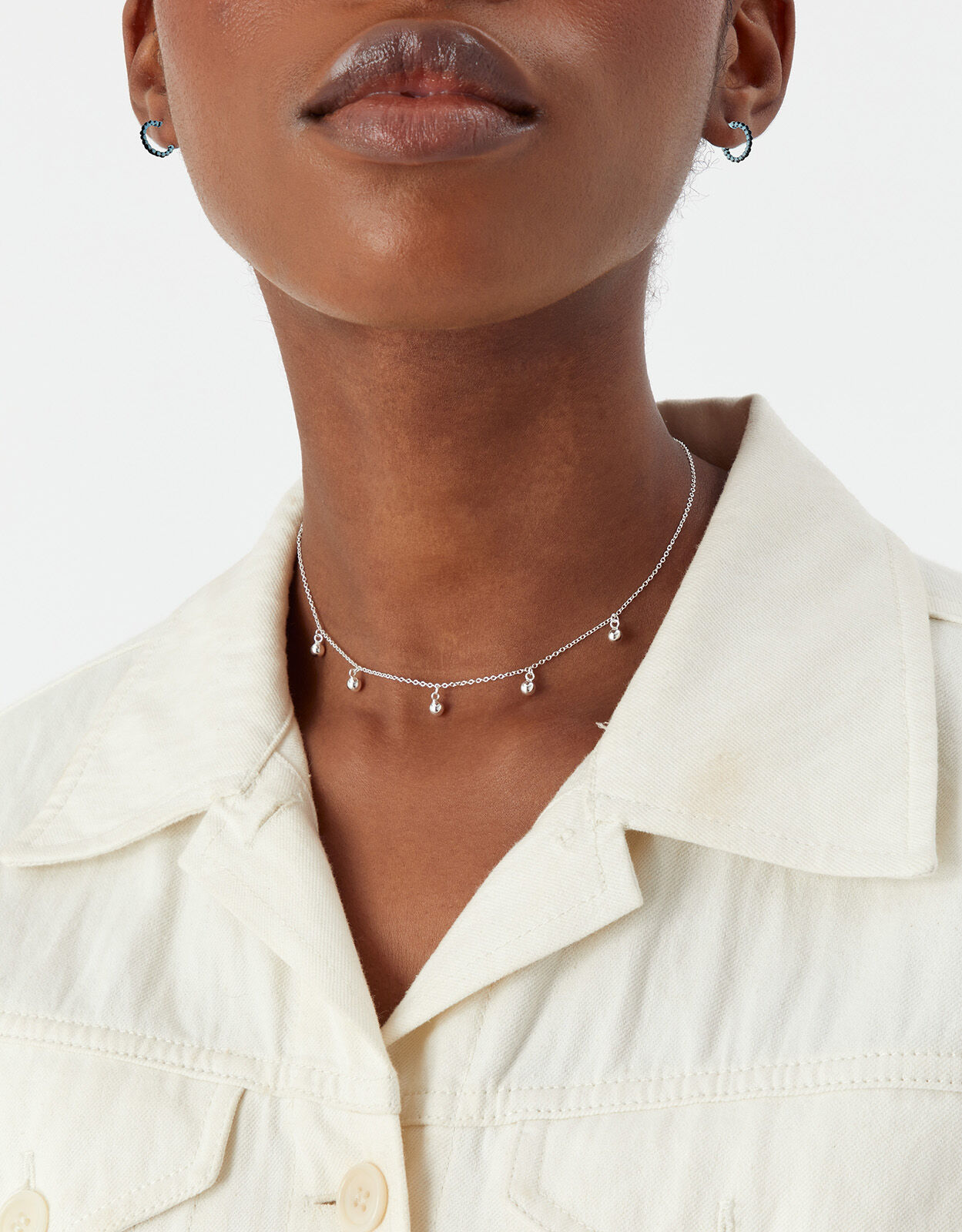 Sterling Silver Bead Station Necklace