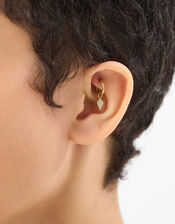 14ct Gold-Plated Surgical Steel Lozenge Hoop Earring, , large