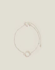 Sterling Silver-Plated Sparkle Circle Bracelet, , large