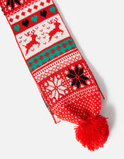 Dog Christmas Fairisle Scarf Multi, Multi (BRIGHTS-MULTI), large