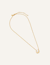 14ct Gold-Plated Arabic Initial Pendant Necklace - N (Noon), , large