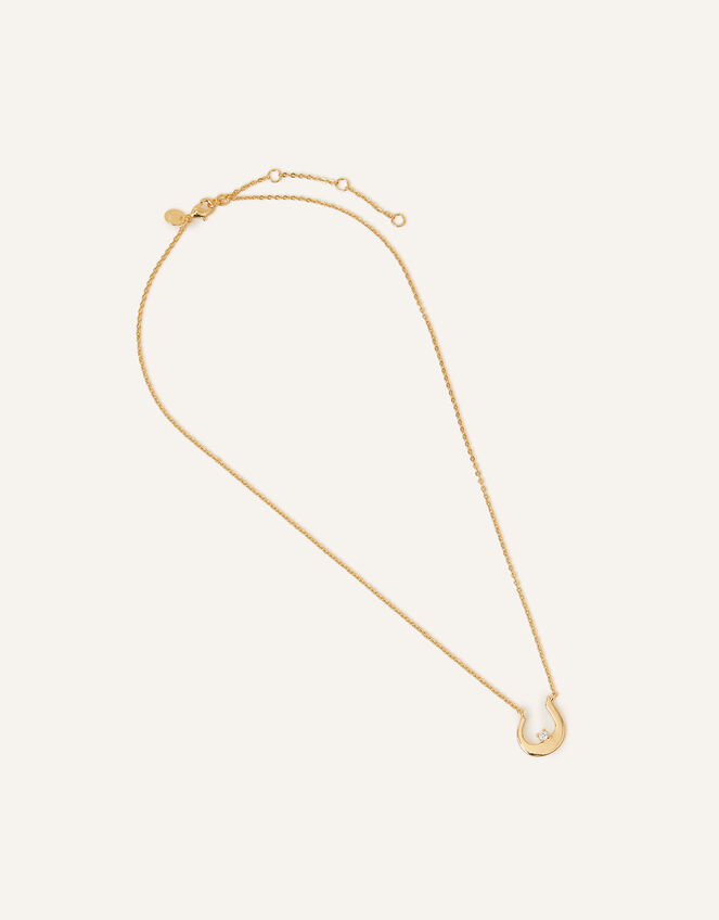 14ct Gold-Plated Arabic Initial Pendant Necklace - N (Noon), , large