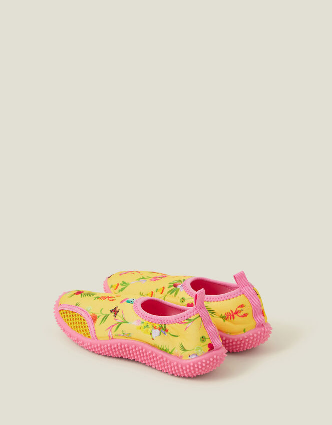 Girls Floral Swim Shoes, Yellow (YELLOW), large