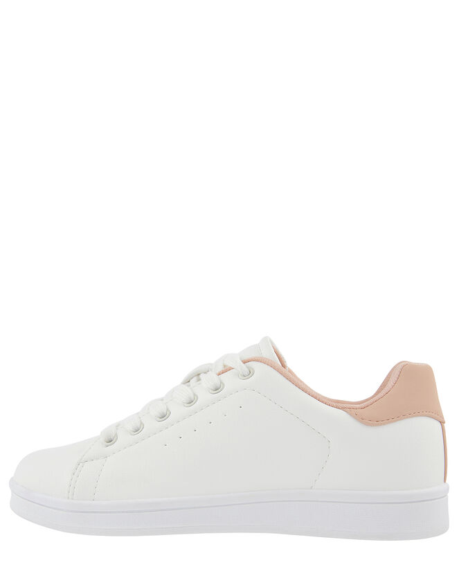 Contrast Back Panel Trainers, White (WHITE), large