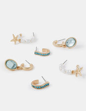 3-Pack Mermaid Charm Hoop Earrings, , large