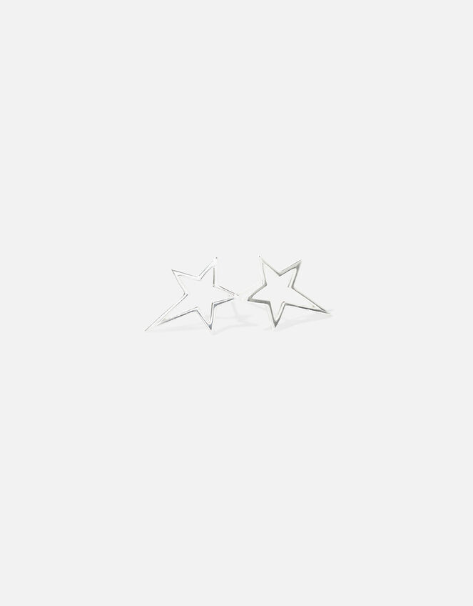 Sterling Silver Cut-Out Star Studs, , large