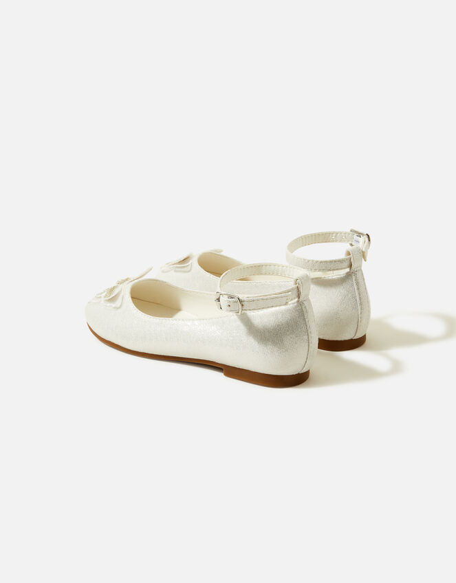 Girls Lace Butterfly Ballerina Flats, Ivory (IVORY), large
