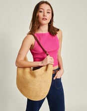 Raffia Scoop Shoulder Bag, , large