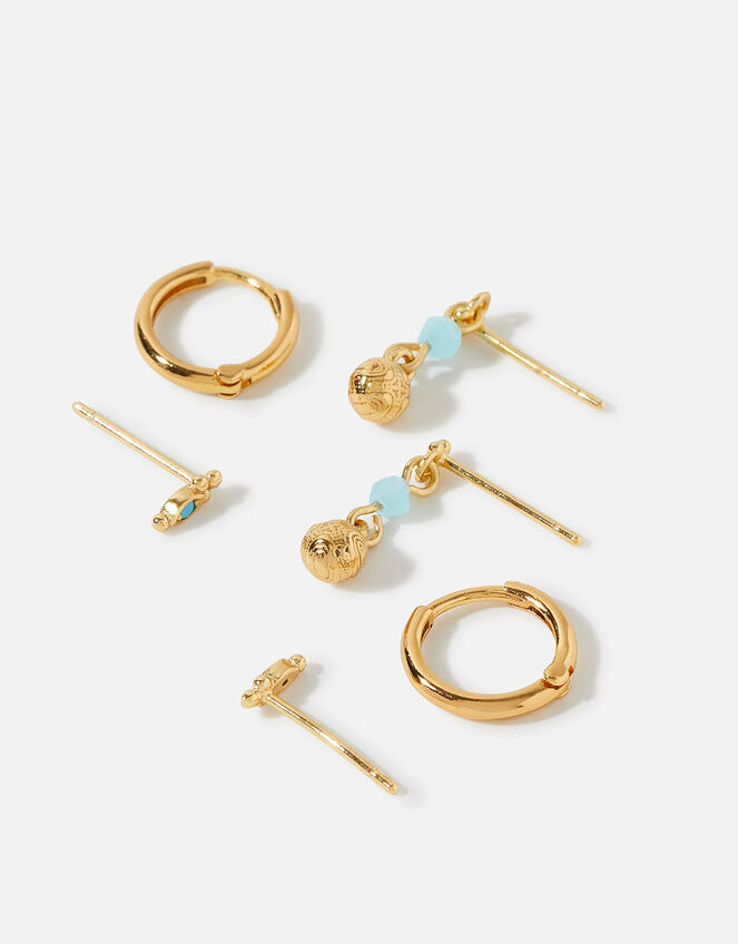 Gold-Plated Turquoise Earring Set, , large