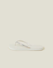 Crystal Embellished Flip Flops, Cream (CREAM), large