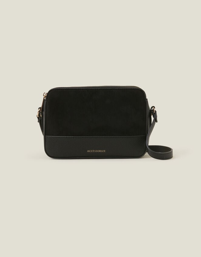 Suedette Classic Crossbody Bag, Black (BLACK), large