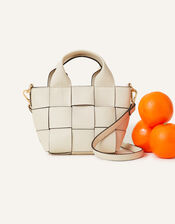 Mini Woven Cross-Body Bag, Cream (CREAM), large