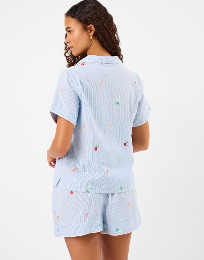 Floral Stripe Short Pyjamas Set, Blue (BLUE), large