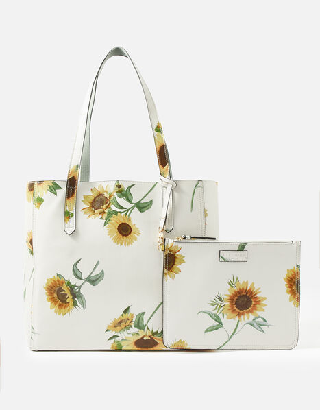 Sunflower Print Reversible Tote Bag, , large