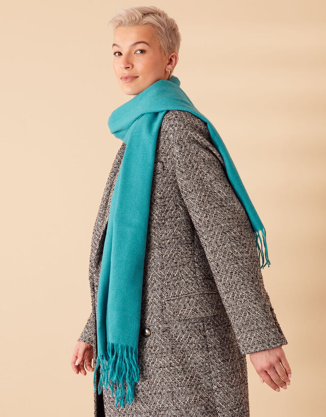 Tassel Blanket Scarf, Teal (TEAL), large