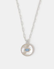 Sterling Silver-Plated Evil Eye Pendant Necklace, , large
