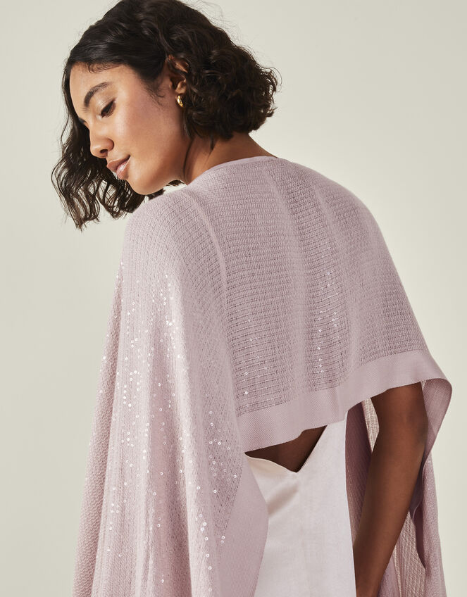 Sequin Embellished Poncho, Pink (PALE PINK), large