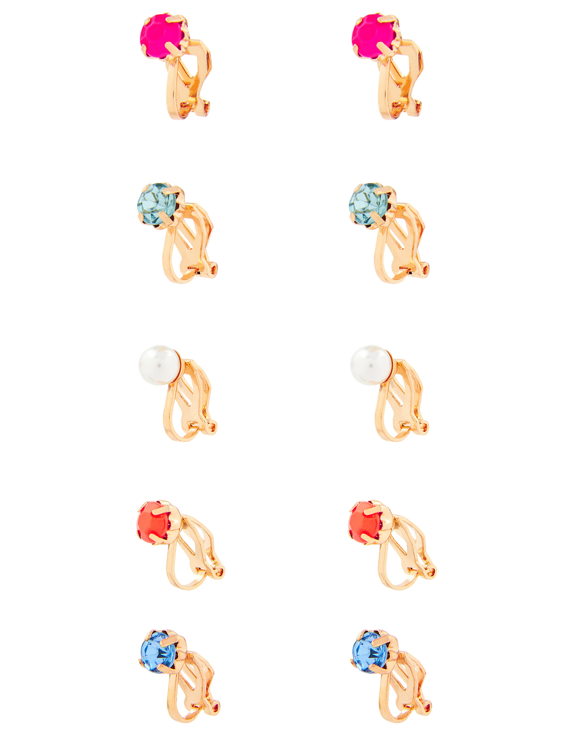 5 Stud Clip On Earring Multipack, , large