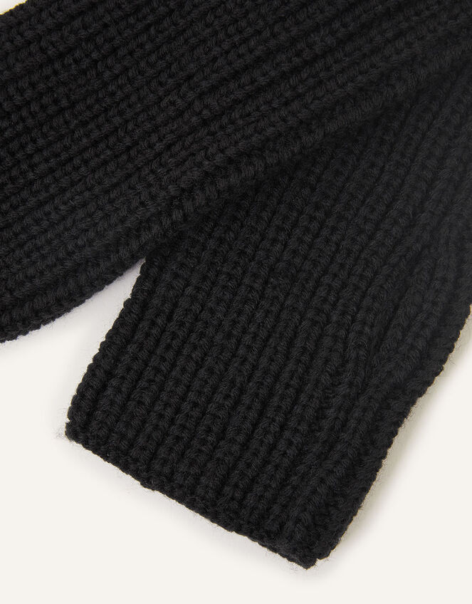 Ribbed Cut Off Gloves, Black (BLACK), large