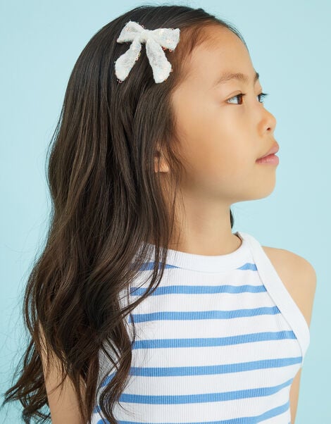 2-Pack Girls Sequin Bow Hair Clips, , large