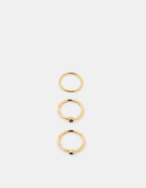 3-Pack 14ct Gold-Plated Stacking Stone Rings, Gold (GOLD), large