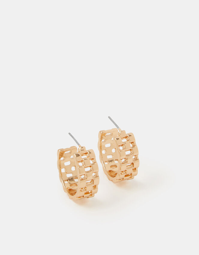 Chunky Square Link Hoop Earrings, , large