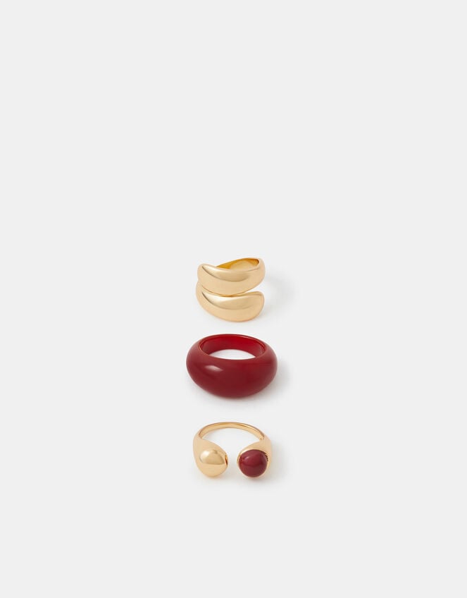 3-Pack Chunky Resin Rings, Gold (GOLD), large