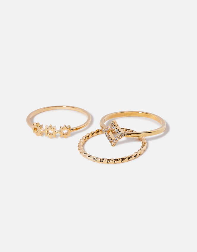 Gold-Plated Diamond Ring Stacking Set, Gold (GOLD), large