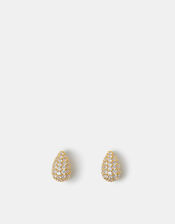 14ct Gold-Plated Diamanté Curve Teardrop Earrings, , large