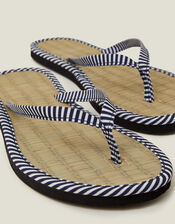 Stripe Seagrass Footbed Flip Flops, Blue (NAVY), large